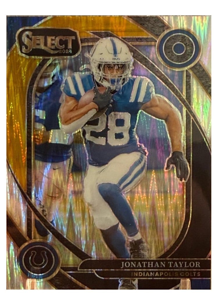 2024 Panini Select Base Set Jonathan Taylor Black Gold Prizm Shock #271 card