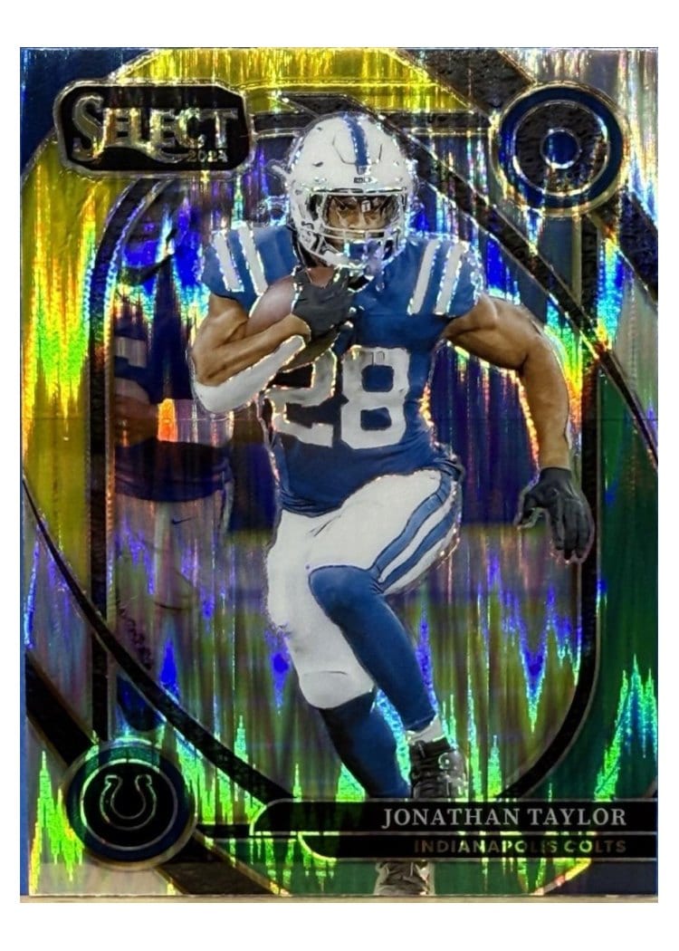 2024 Panini Select Base Set Jonathan Taylor Green Yellow Prizm Shock #271 card