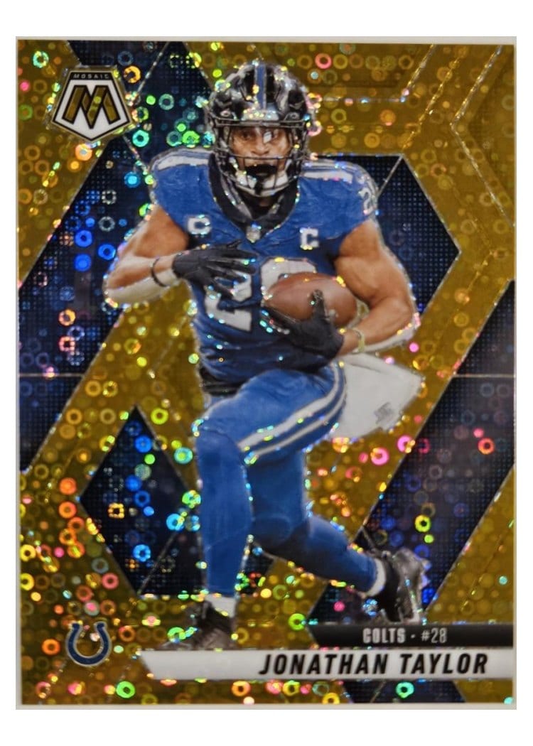 2025 Panini Mosaic Base Set Jonathan Taylor No Huddle Gold #235 card