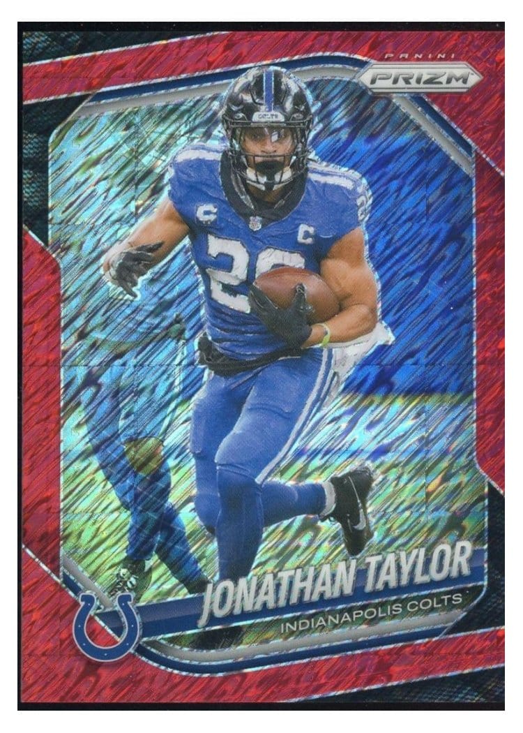 2025 Panini Prizm Base Set Jonathan Taylor Red Shimmer #108 card