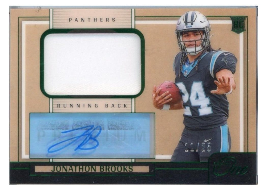2024 Panini One Premium Rookie Patch Autographs Jonathon Brooks #113 card