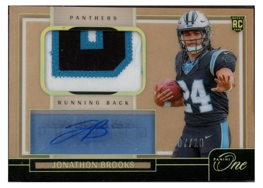 2024 Panini One Premium Rookie Patch Autographs Jonathon Brooks #113 card