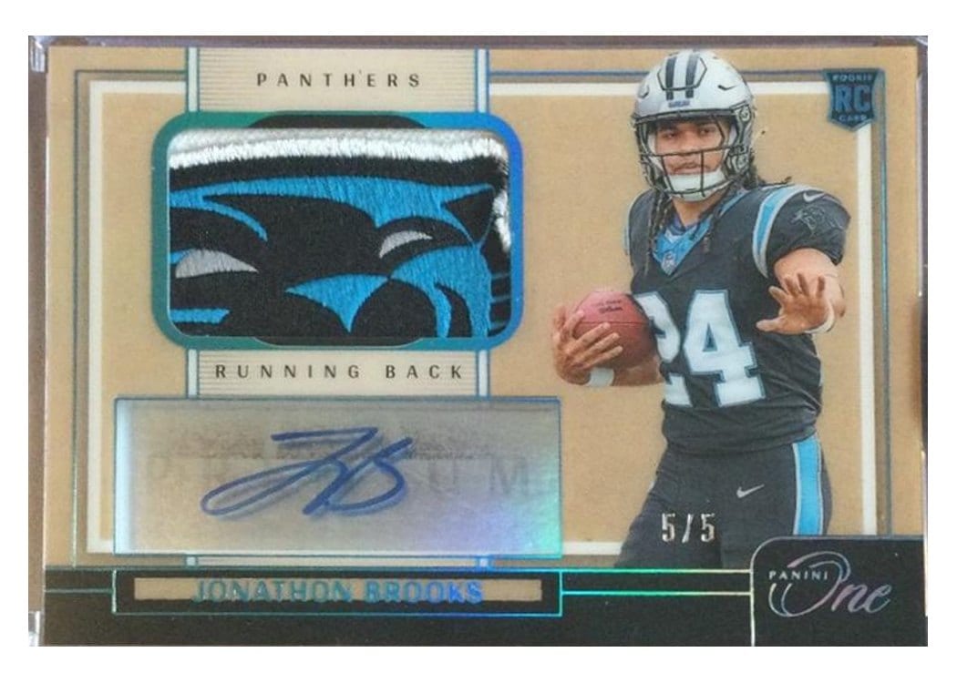2024 Panini One Premium Rookie Patch Autographs Jonathon Brooks #113 card
