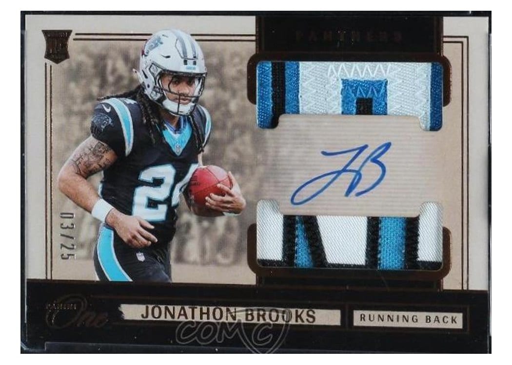 2024 Panini One Rookie Dual Patch Autographs Jonathon Brooks #42 card