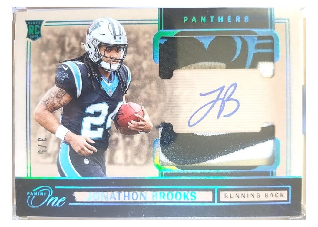 2024 Panini One Rookie Dual Patch Autographs Jonathon Brooks #42 card