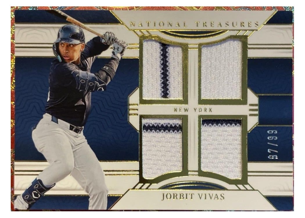2024 Panini National Treasures Game Gear Swatches Quad Jorbit Vivas #17 card