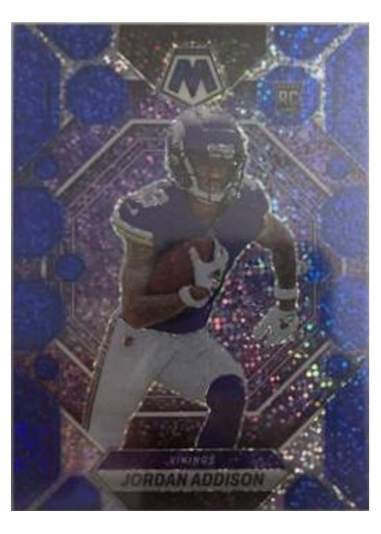 2023 Panini Mosaic Base Set Jordan Addison Blue Sparkle #337 card