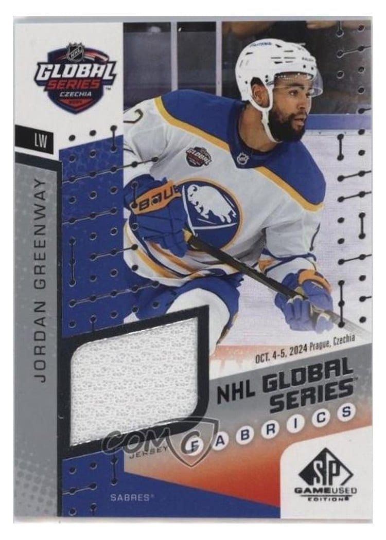2025-26 SP Game Used 2024 Global Series Devils vs. Sabres Fabrics Jordan Greenway #GSF1-20 card