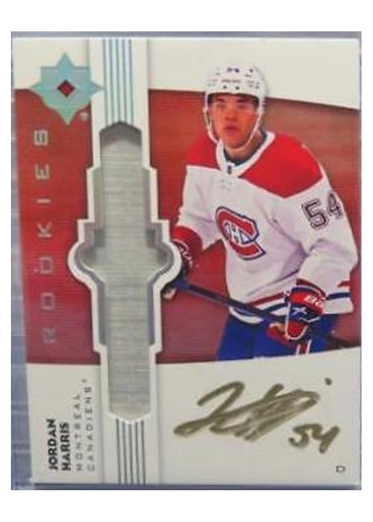 2022-23 Upper Deck Ultimate Collection Ultimate Emblems Autograph Jordan Harris #UE-JH card