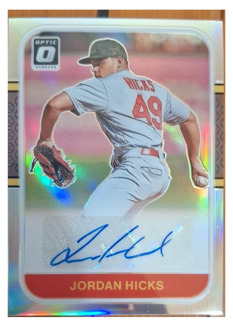 2021 Donruss Optic Retro 1987 Signatures Jordan Hicks #RS87-JO card