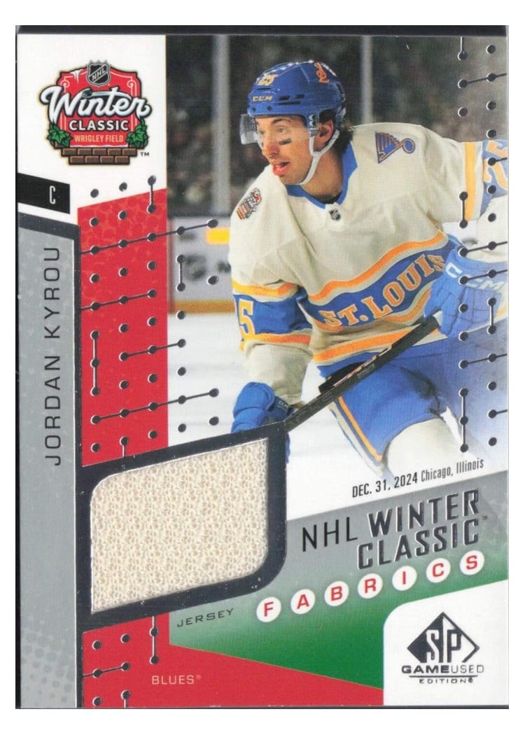 2025-26 SP Game Used 2025 Winter Classic Fabrics Jordan Kyrou #WCF-8 card