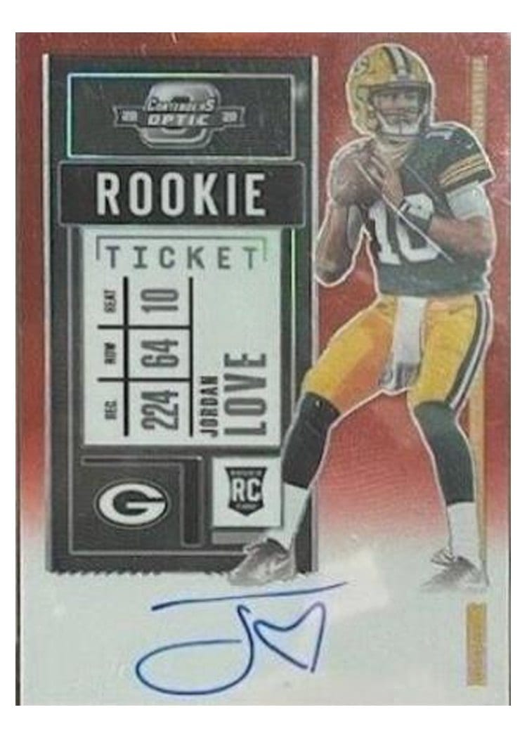 2020 Panini Contenders Optic Base Set Jordan Love Autograph Red #111 card
