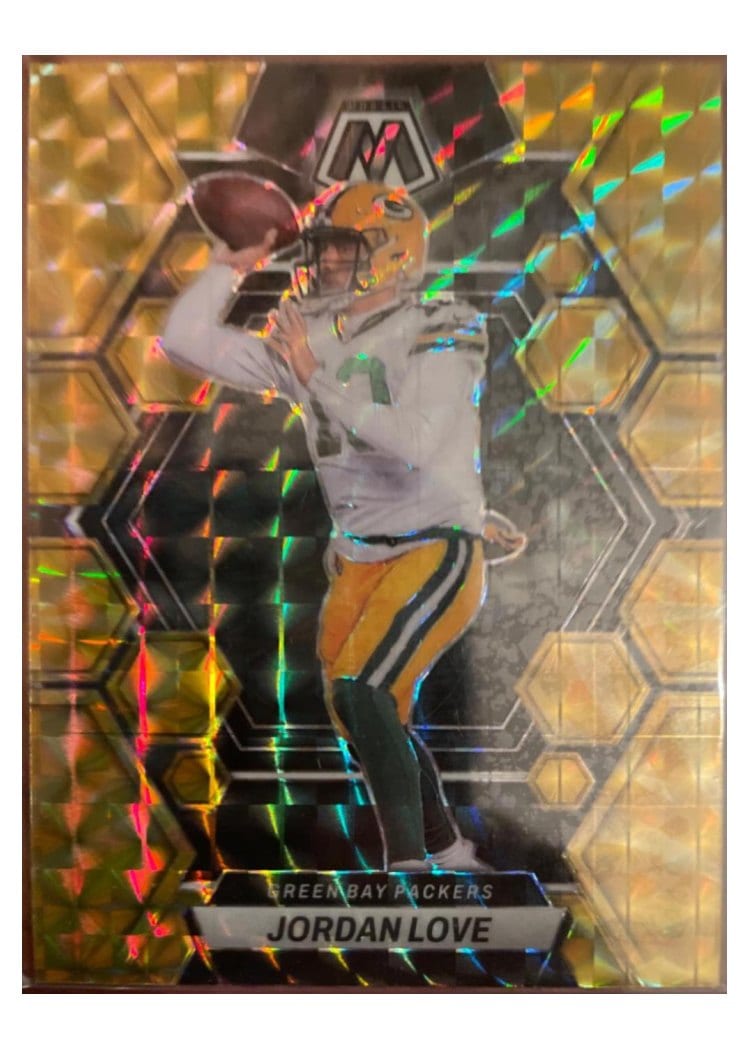 2023 Panini Mosaic Base Set Jordan Love Reactive Yellow #83 card