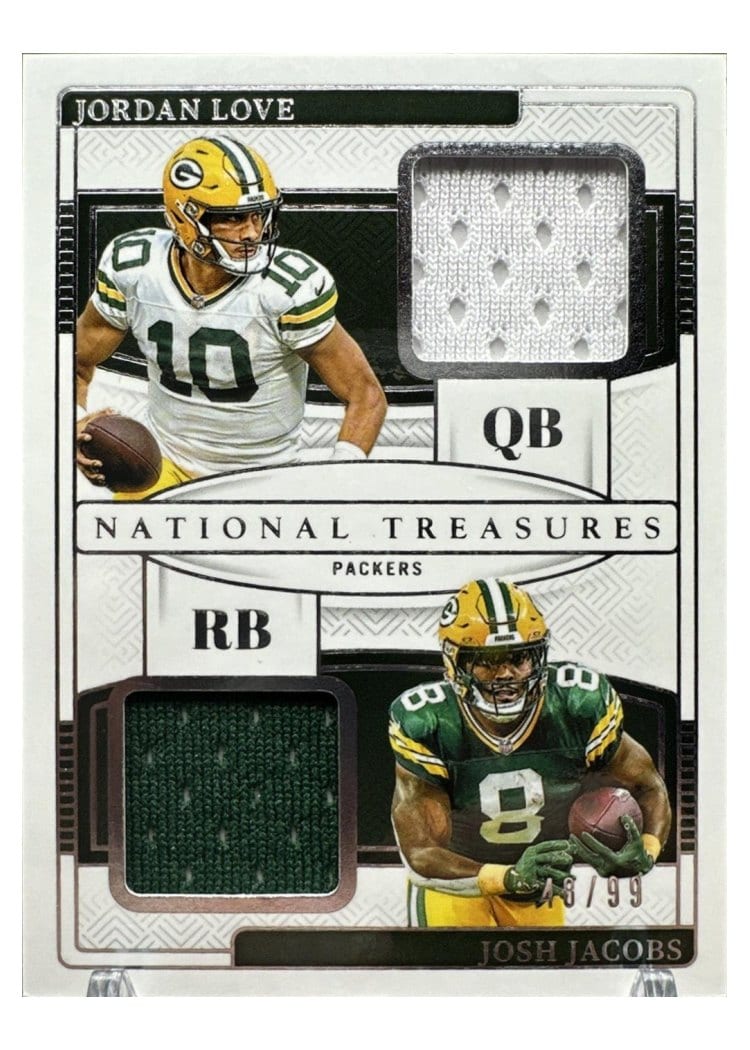 2024 Panini National Treasures NFL Gear Combo Materials Jordan Love/Josh Jacobs #11 card