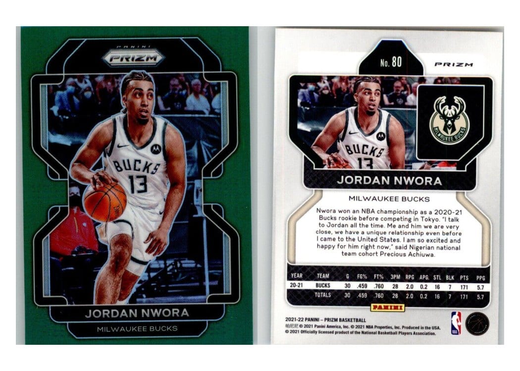 2021-22 Panini Prizm Base Set Jordan Nwora #80 card
