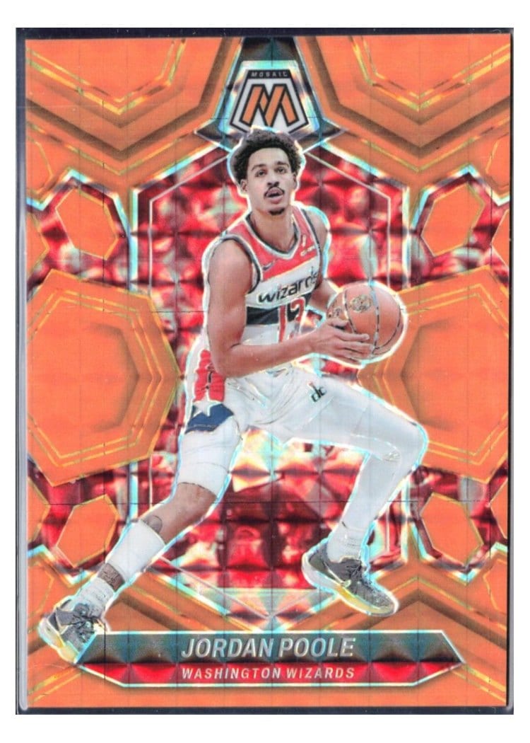 2023-24 Panini Mosaic Base Set Jordan Poole Orange Fluorescent #27 card