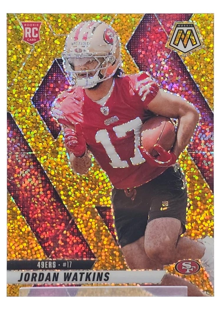 2025 Panini Mosaic Base Set Jordan Watkins Gold Sparkle #359 card