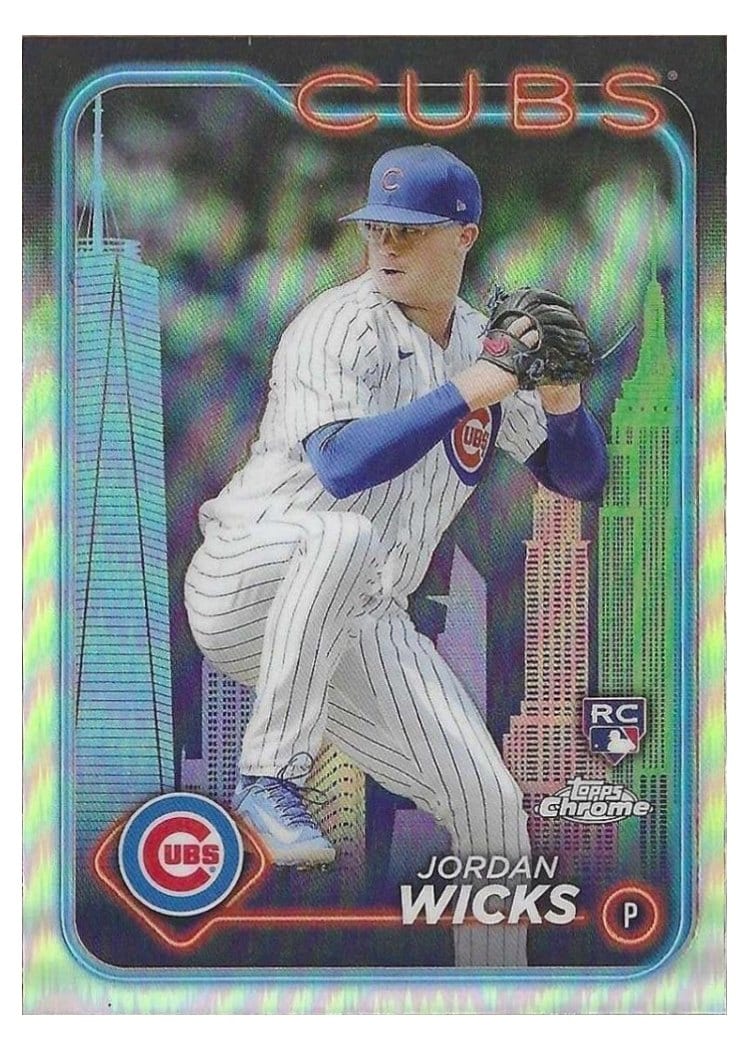 2024 Topps Chrome Base Set Jordan Wicks Big Apple Refractor #67 card