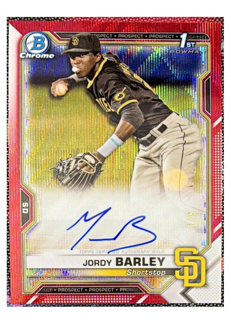 2021 Bowman Chrome Prospect Autographs Jordy Barley #CPA-JBA card
