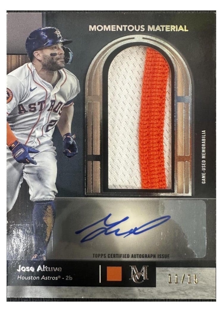 2024 Topps Museum Collection Momentous Material Jumbo Patch Autographs Jose Altuve #MMJPA-JA card