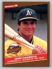 1986 Donruss Highlights Jose Canseco #55 card