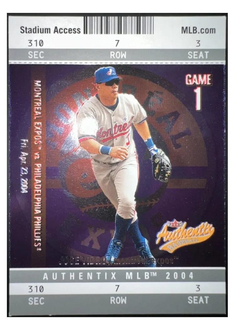 2004 Fleer Authentix Jose Vidro #8 card