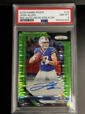 2018 Panini Prizm Rookie Autographs Josh Allen Neon Green Pulsar #RA-JA card