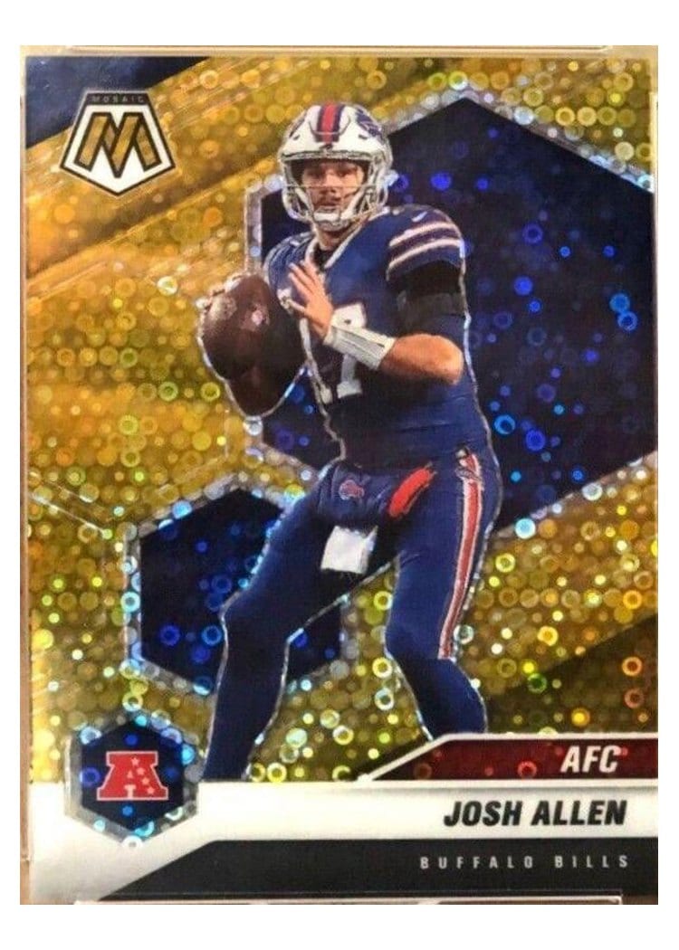 2021 Panini Mosaic Base Set Josh Allen No Huddle Gold Mosaic #227 card