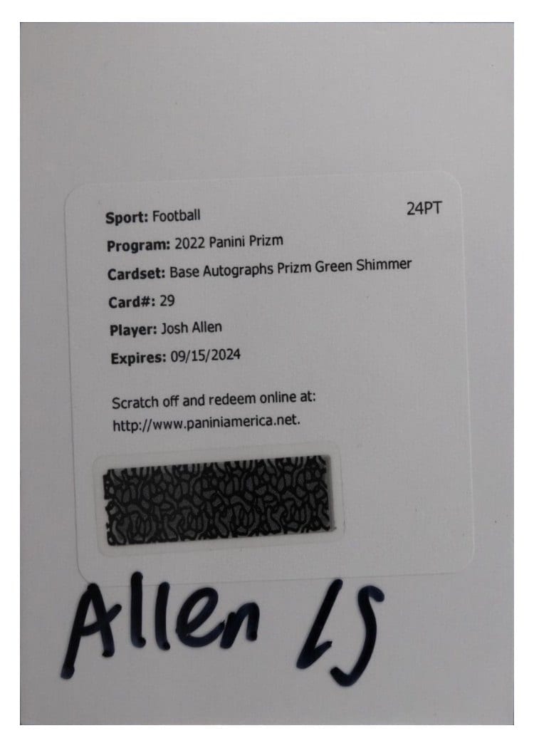 2022 Panini Prizm Base Set Josh Allen #29 card