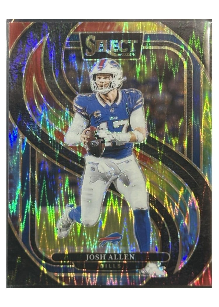 2024 Panini Select Base Set Josh Allen Tie-Dye Prizm Shock #122 card