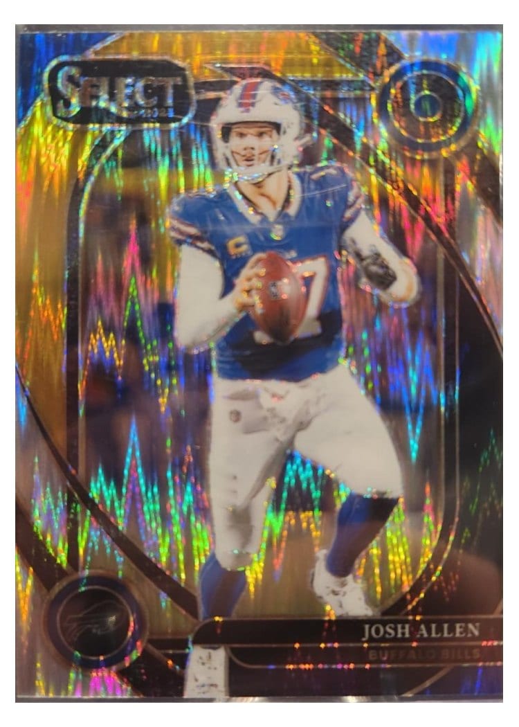 2024 Panini Select Base Set Josh Allen Gold Prizm Shock #225 card