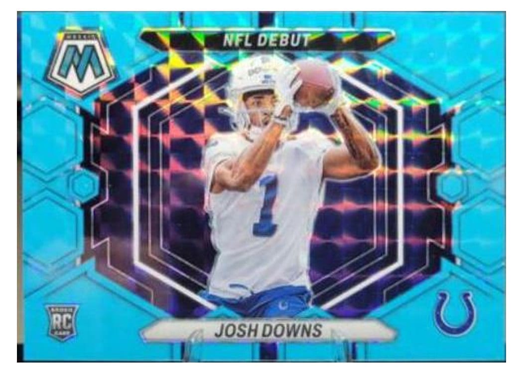 2023 Panini Mosaic Base Set Josh Downs Blue Fluorescent #339 card