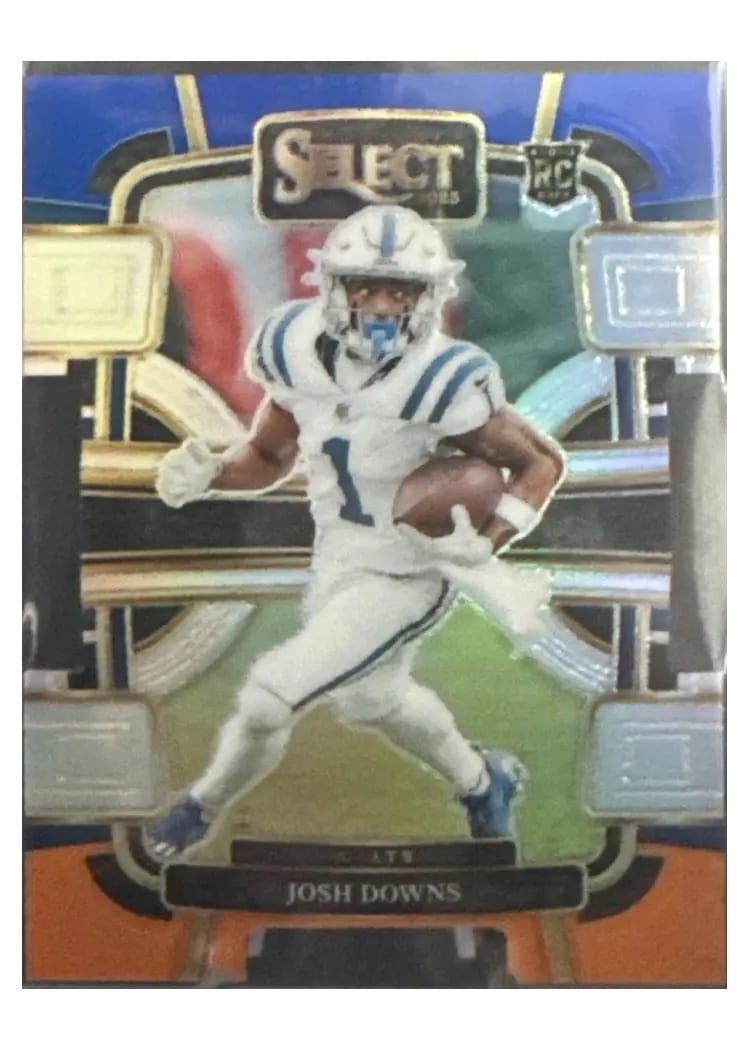 2023 Panini Select Base Set Josh Downs Blue Orange Prizm Die-Cut #44 card