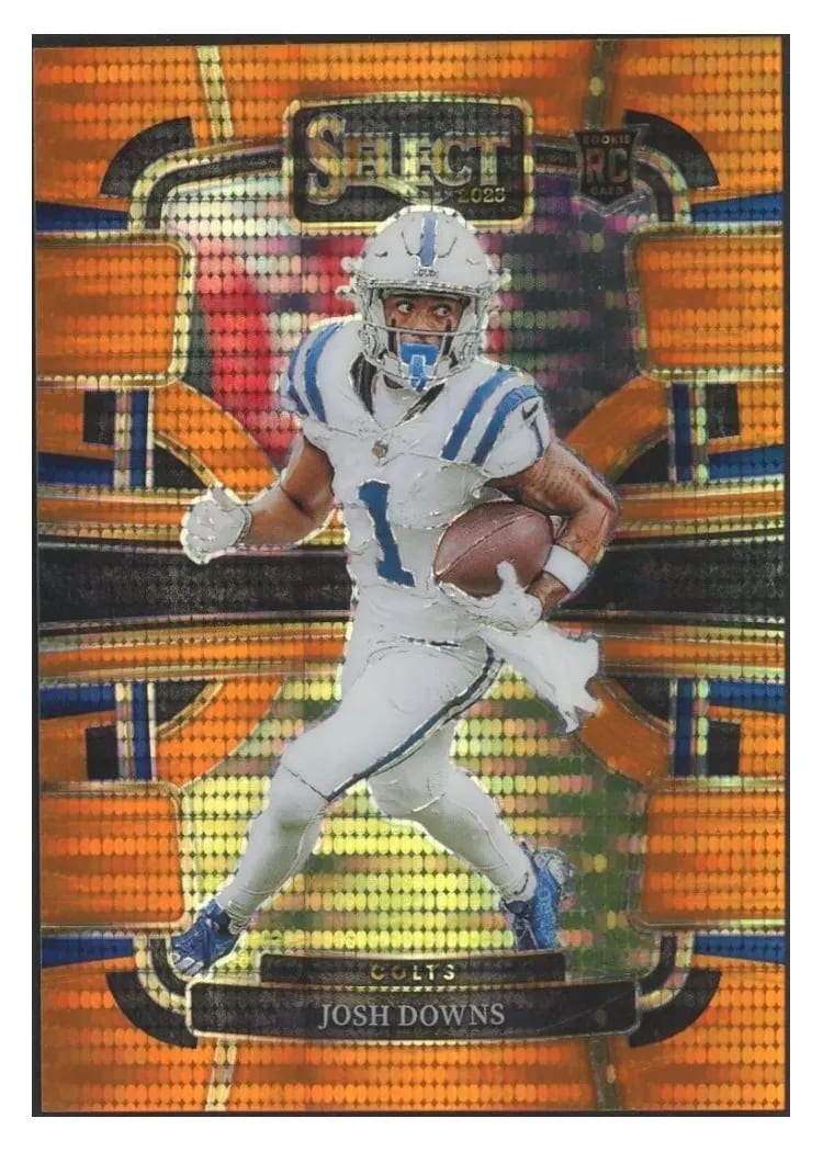 2023 Panini Select Base Set Josh Downs Neon Orange Pulsar Prizm #44 card