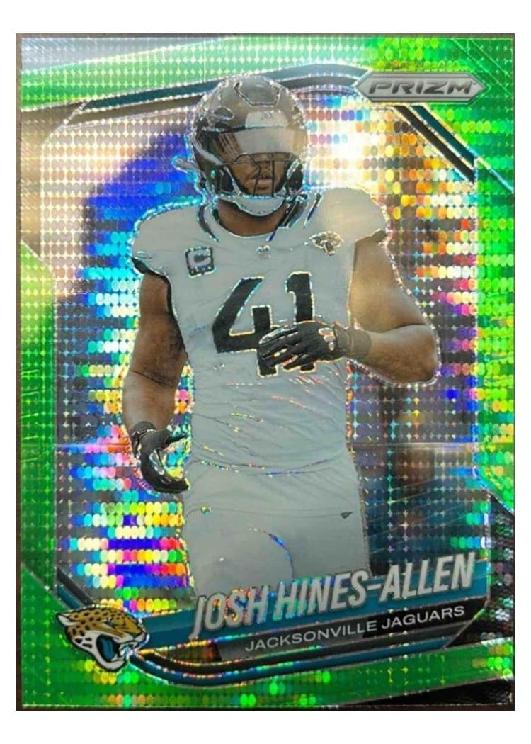 2025 Panini Prizm Base Set Josh Hines-Allen Neon Green Pulsar #43 card
