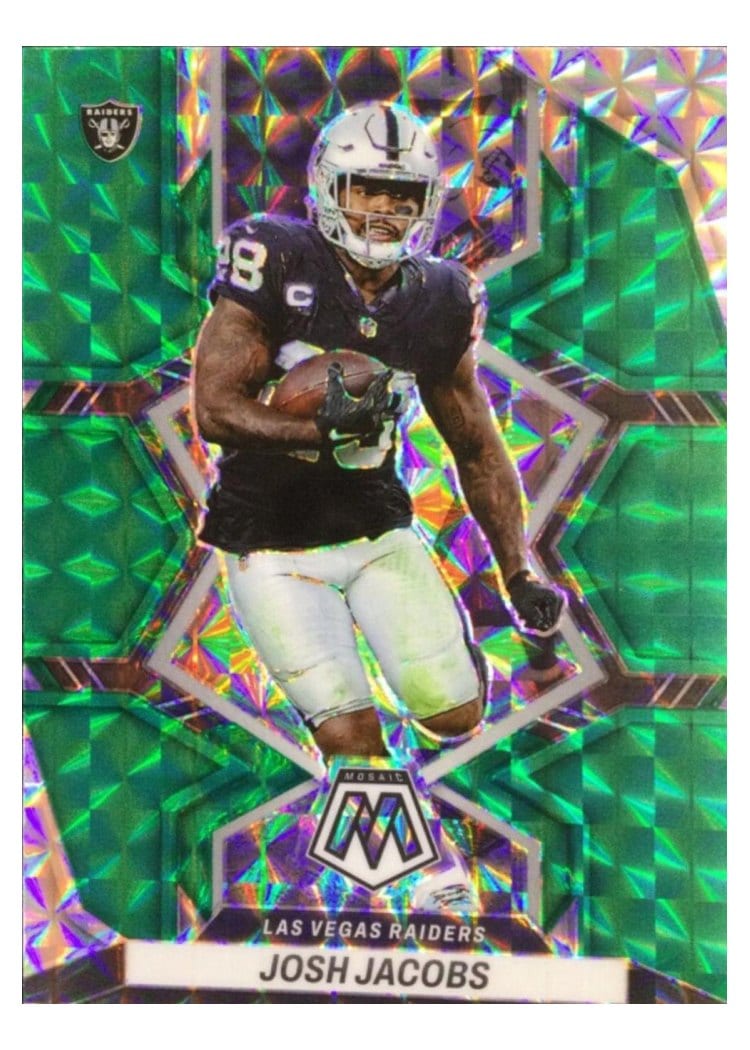 2022 Panini Mosaic Base Set Josh Jacobs Green #116 card
