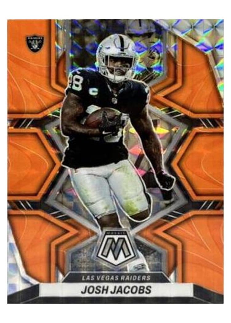 2022 Panini Mosaic Base Set Josh Jacobs Reactive Orange #116 card