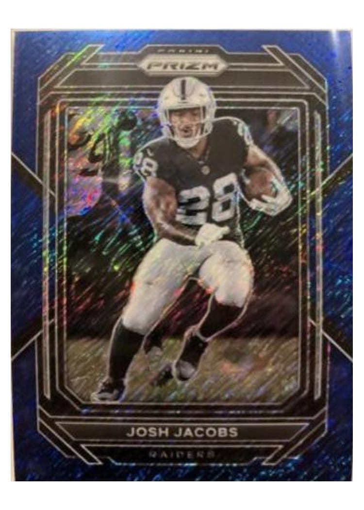 2022 Panini Prizm Base Set Josh Jacobs Blue Shimmer #170 card
