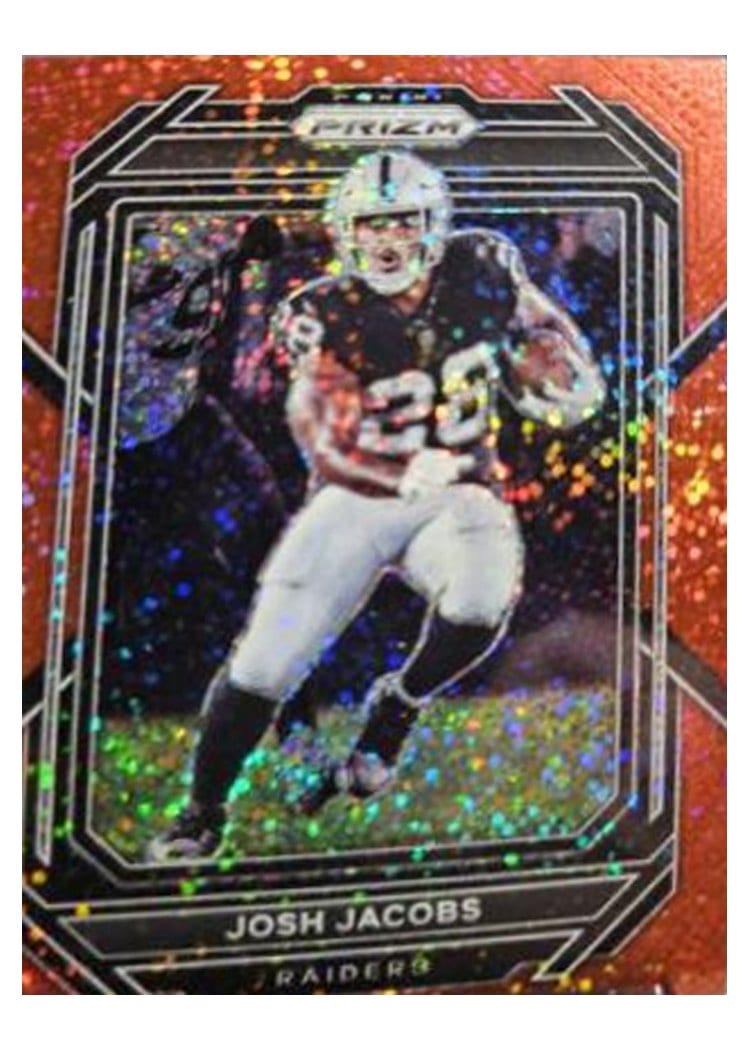 2022 Panini Prizm Base Set Josh Jacobs Red Sparkle #170 card