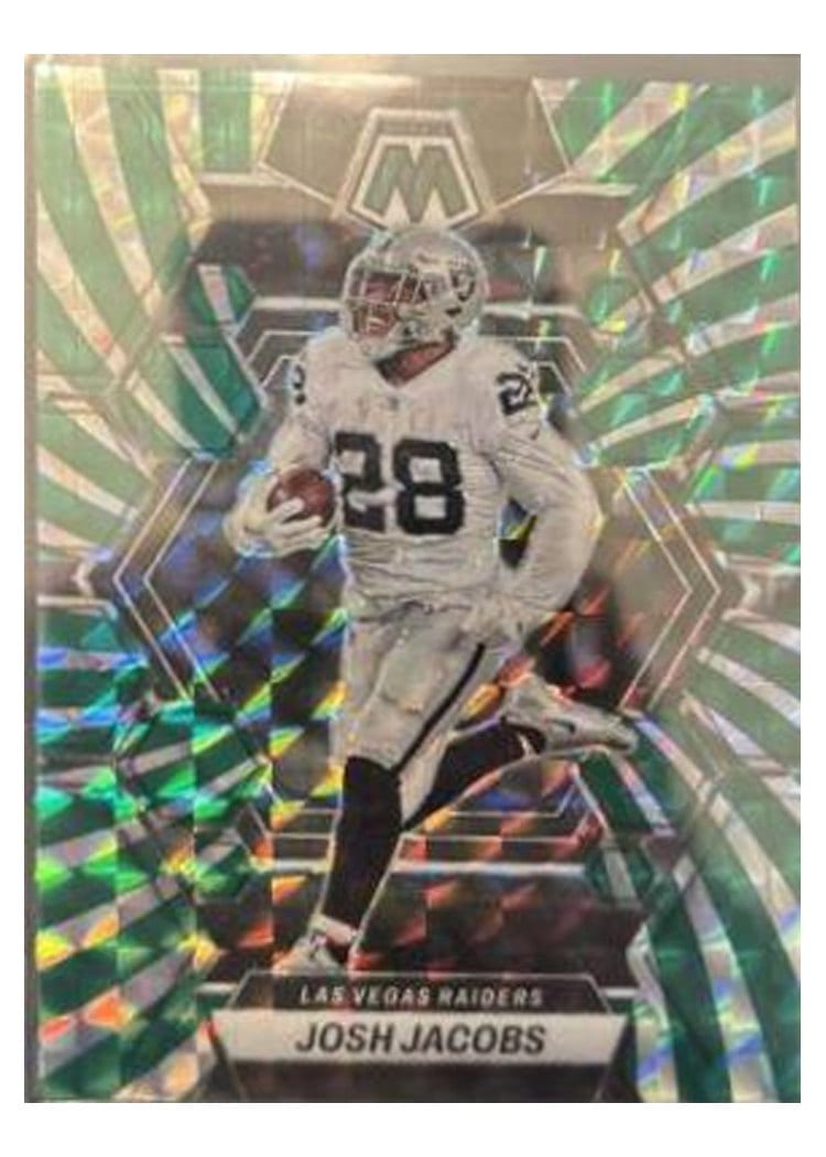 2023 Panini Mosaic Base Set Josh Jacobs Green Swirl #119 card