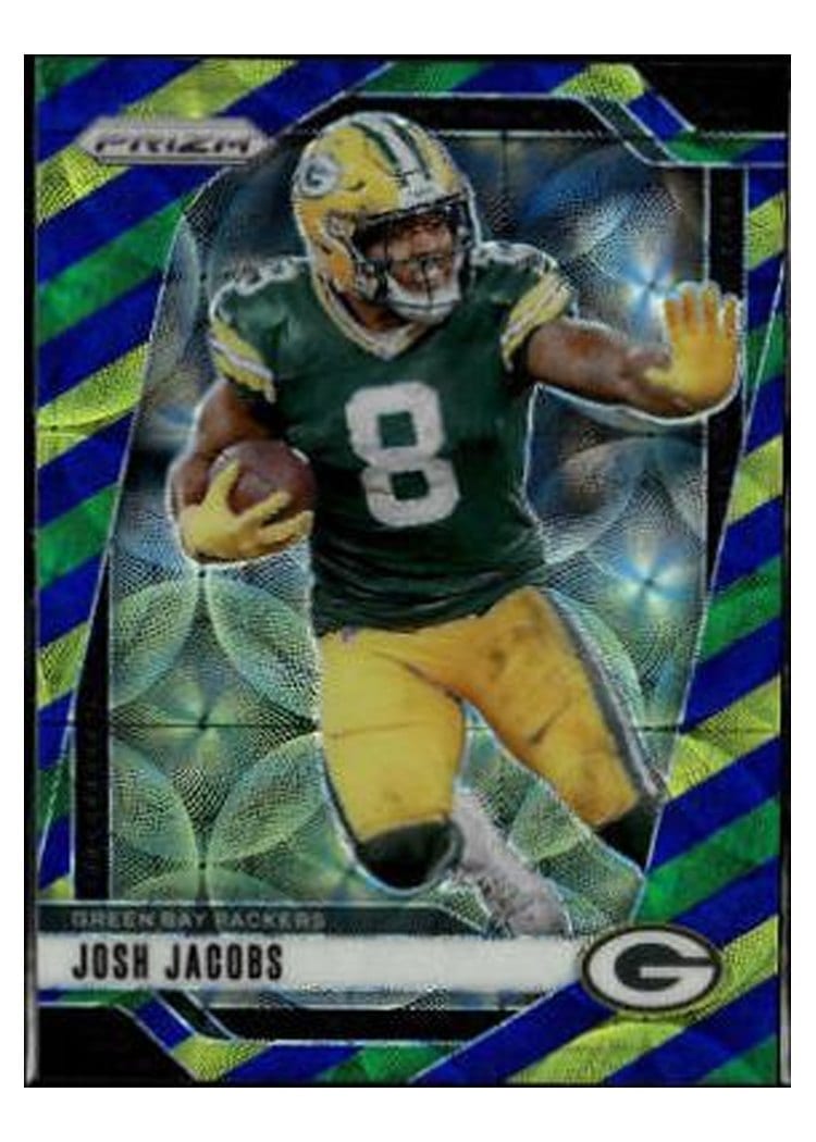 2024 Panini Prizm Base Set Josh Jacobs Choice Blue Yellow Green #102 card