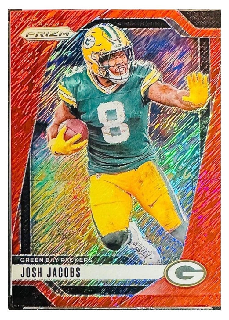 2024 Panini Prizm Base Set Josh Jacobs Red Shimmer #102 card