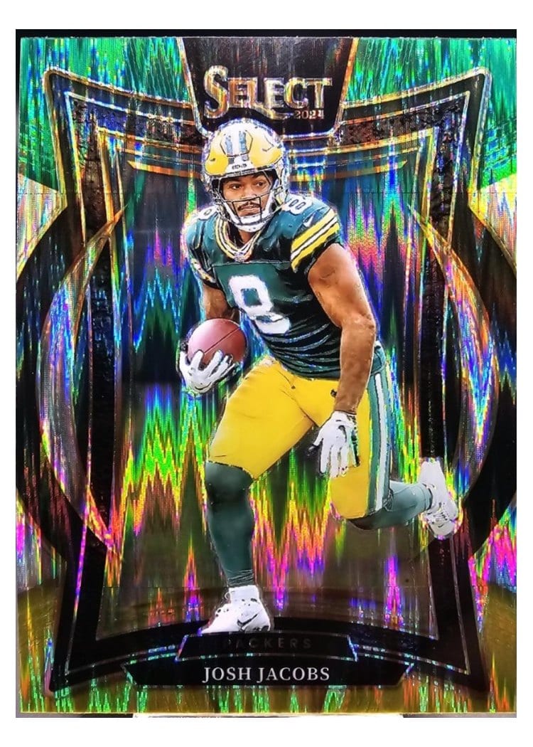 2024 Panini Select Base Set Josh Jacobs Green Yellow Prizm Shock #73 card