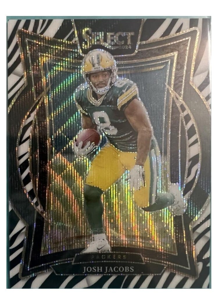 2024 Panini Select Base Set Josh Jacobs Zebra Prizm #73 card