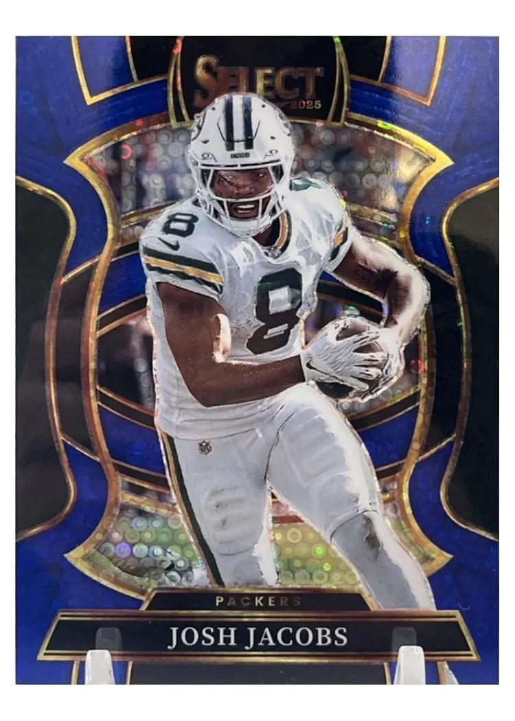 2025 Panini Select Base Set Josh Jacobs Blue Disco Prizm #67 card