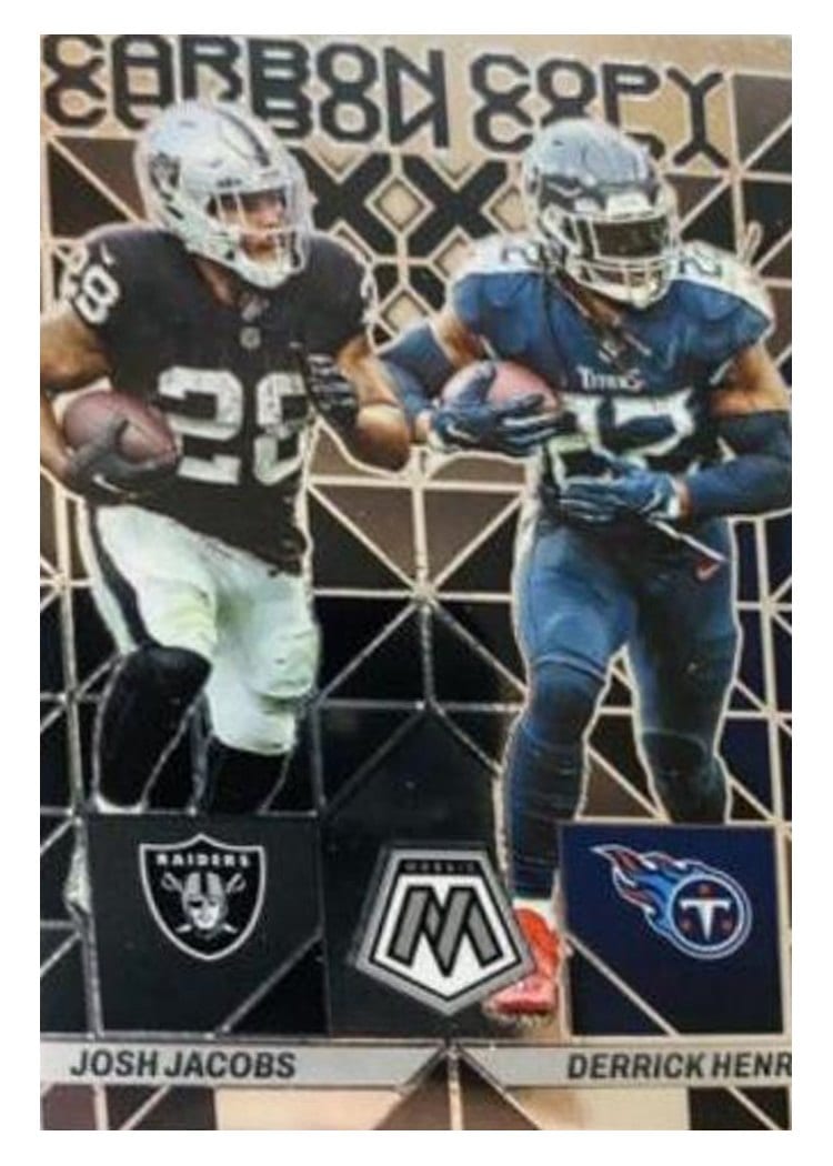 2023 Panini Mosaic Carbon Copy Josh Jacobs / Derrick Henry #CC-9 card