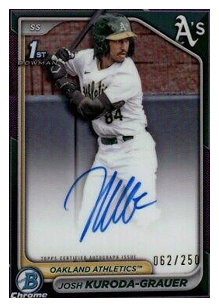 2024 Bowman Draft Chrome Prospect Autographs Josh Kuroda-Grauer Purple Refractor #CPA-JK card