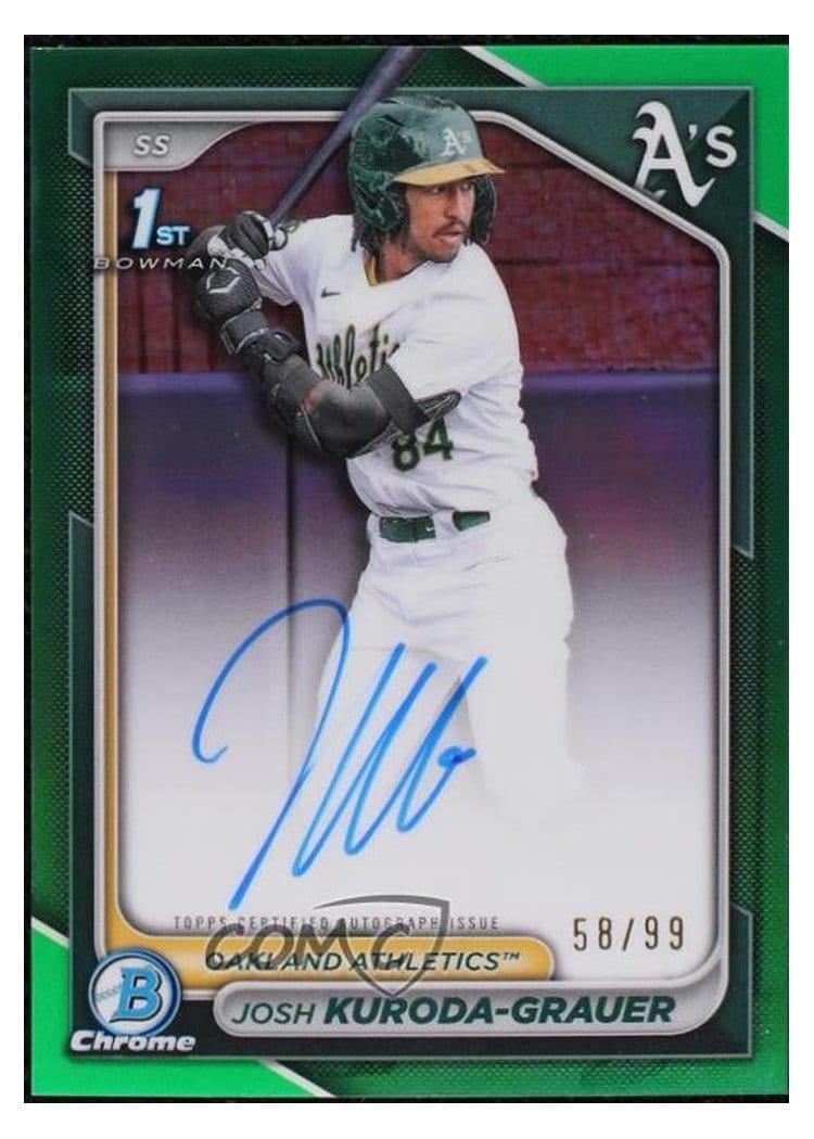 2024 Bowman Draft Chrome Prospect Autographs Josh Kuroda-Grauer Green Refractor #CPA-JK card