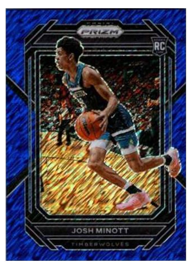 2022-23 Panini Prizm Base Set Josh Minott Blue Shimmer Prizm #238 card