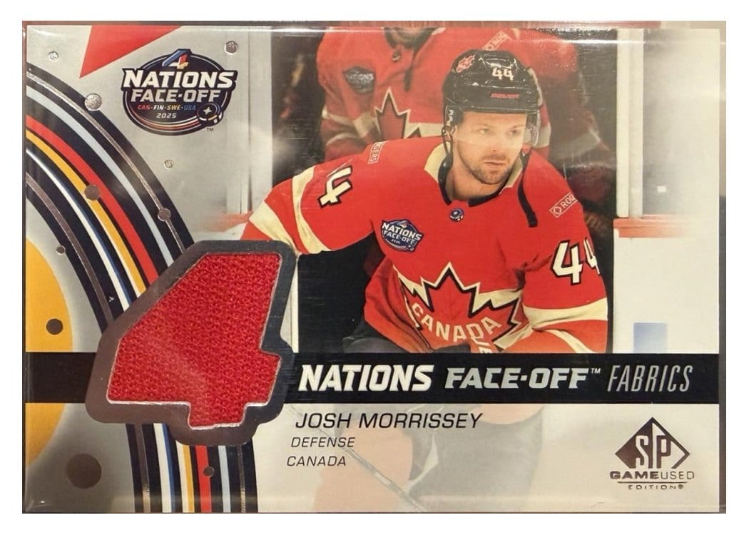 2025-26 SP Game Used 2025 4 Nations Face-Off Fabrics Josh Morrissey #4N-MO card